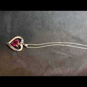 Sterling silver rugby heart love gem necklace